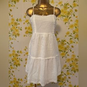 Aeropostale White Tiered Midi Sundress size M